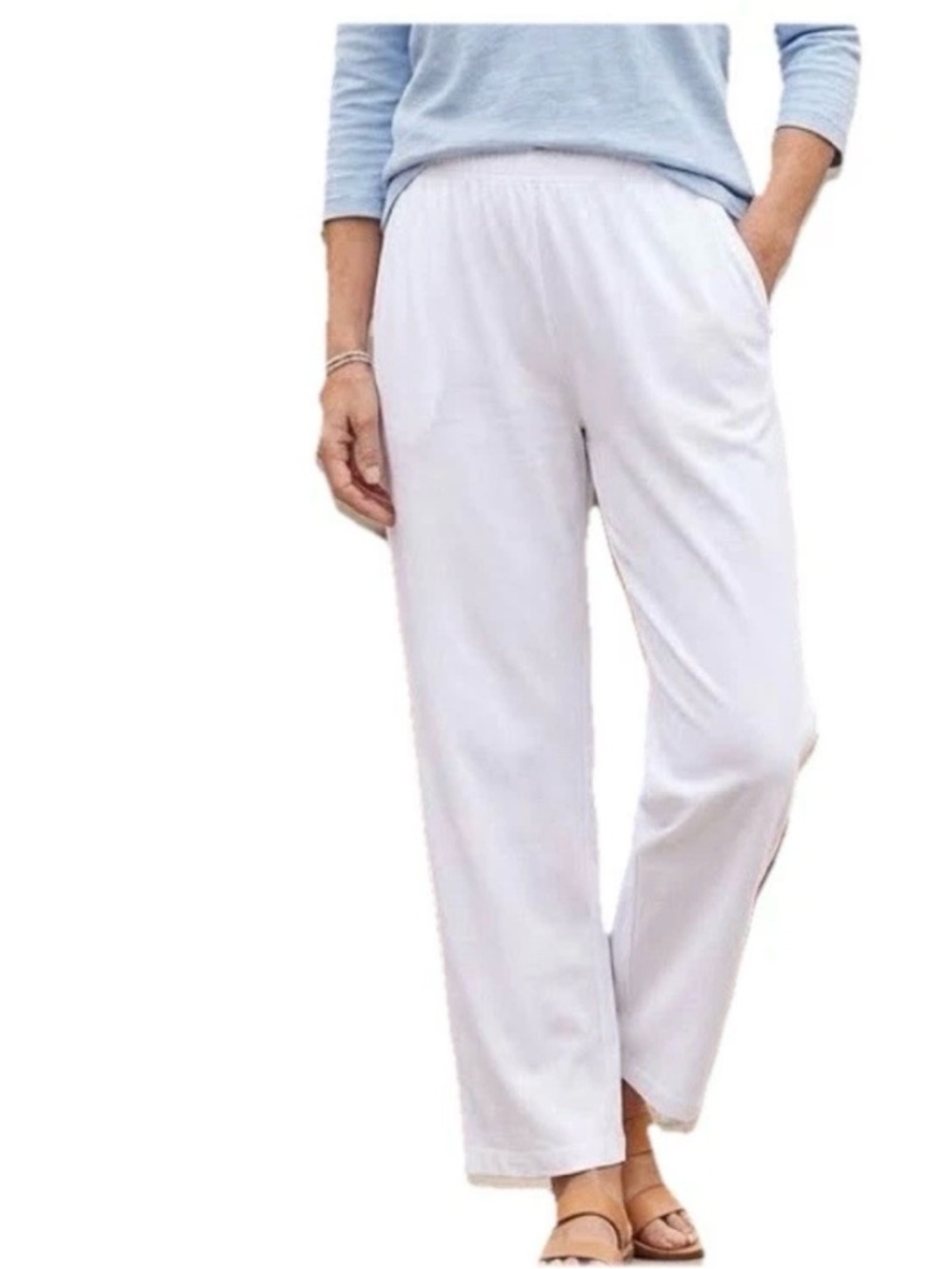 Woman Within Women’s‎ Plus Size 2X Knit  Pants White Elastic Waist Pockets NWT